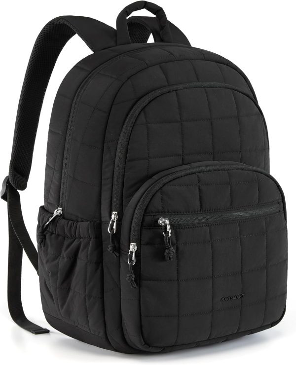 BAGSMART College Laptop Backpack, Travel Backpack for Women, Quilted Casual Daypack, Water-Resistant Bookbag for 15.6 Inch Laptop, Black - Image 9